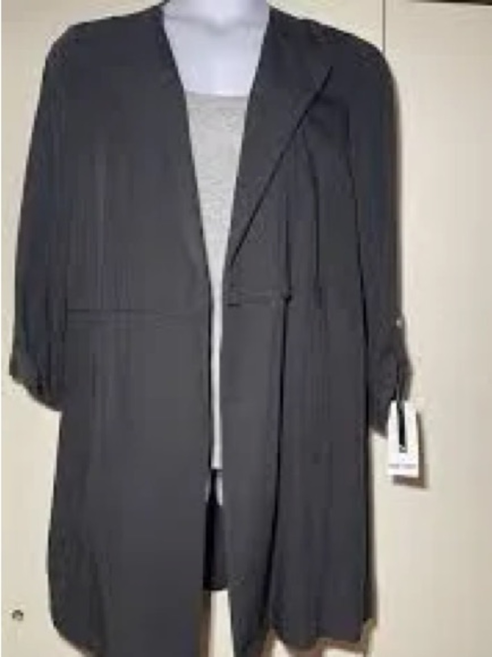 Nine West: 1X Women's Black Open-Front Long Coat
